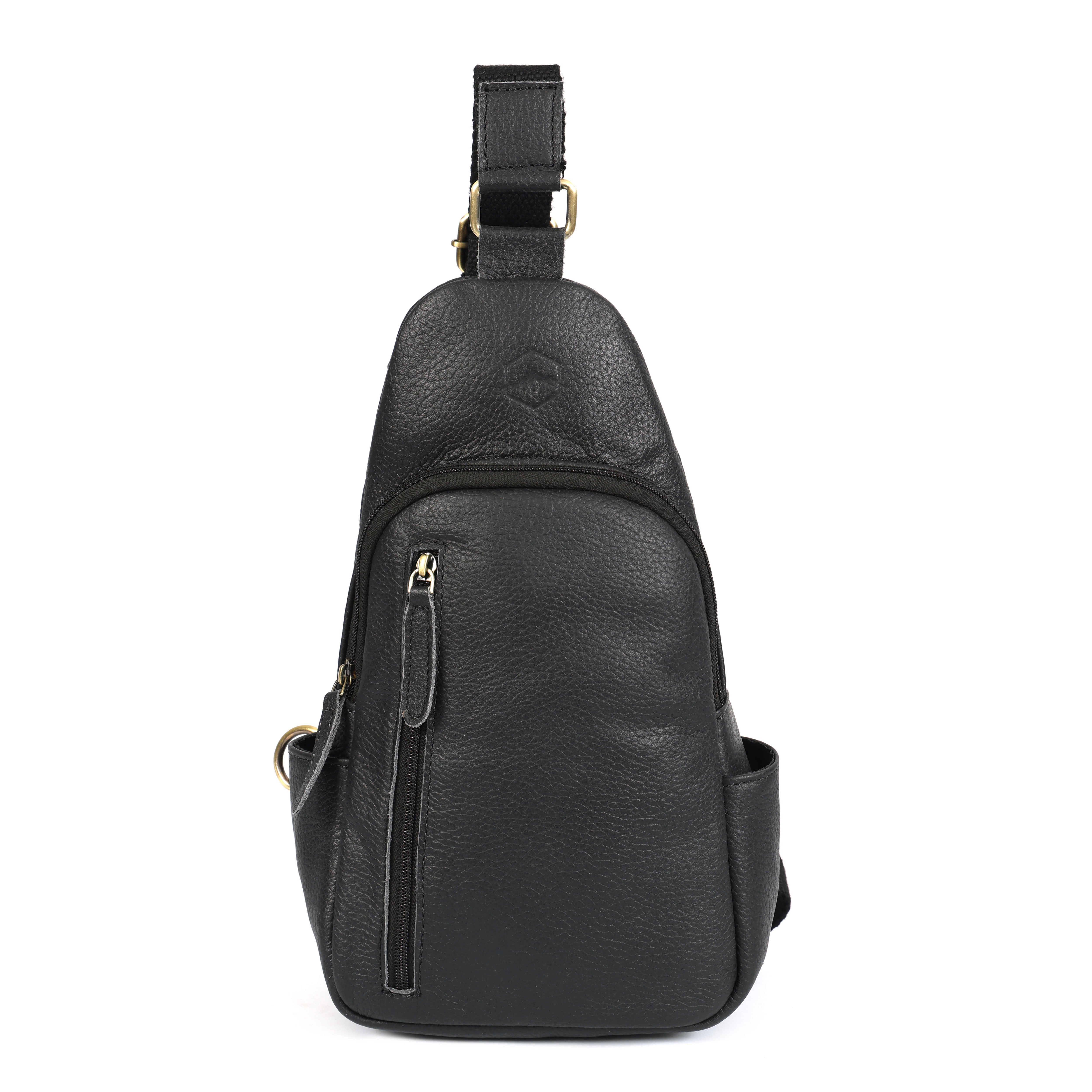 Emerson Black Buffalo Leather Sling Bag