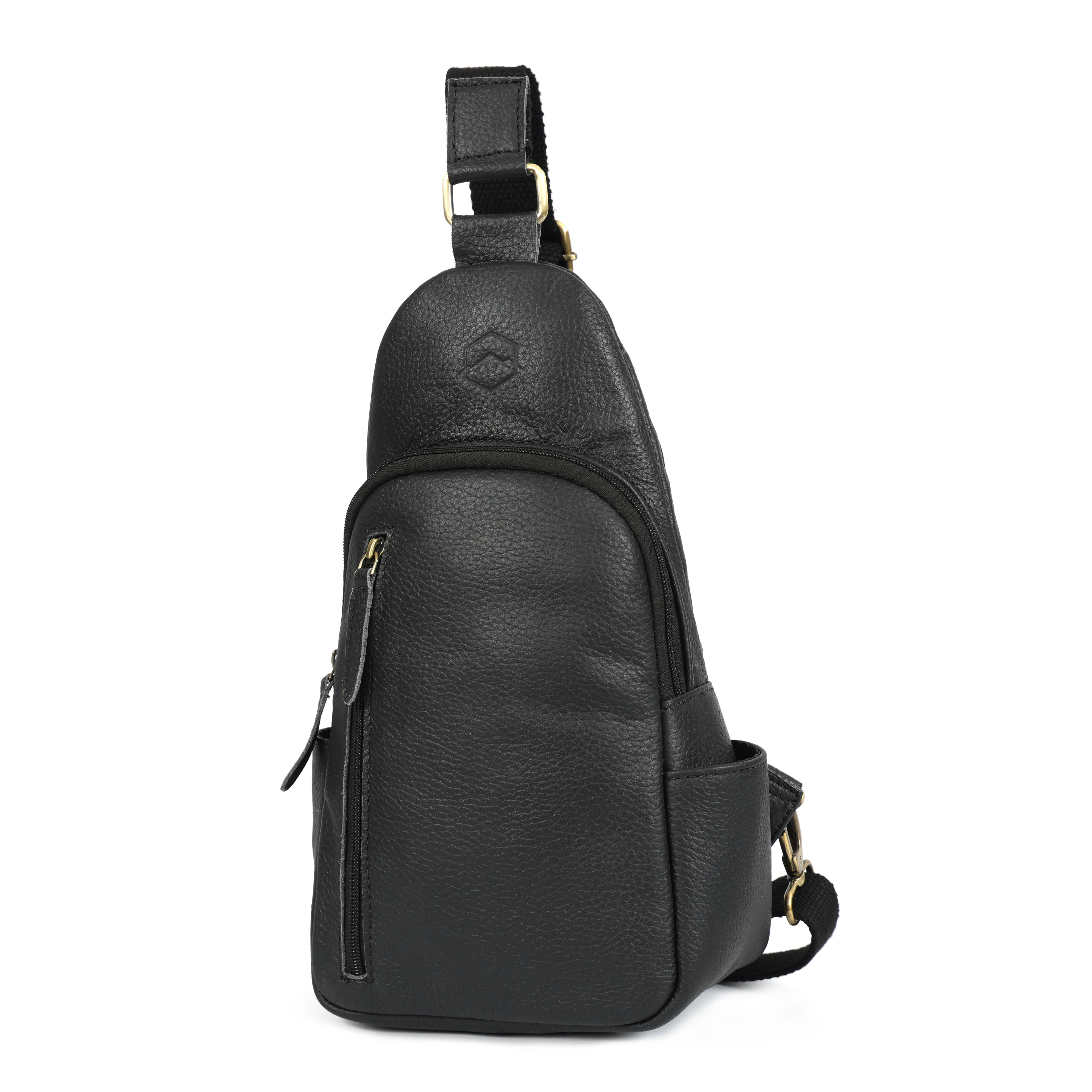Emerson Black Buffalo Leather Sling Bag